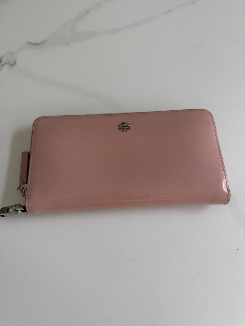 Tory Burch Blush Pink Patent Zip-Around Wallet